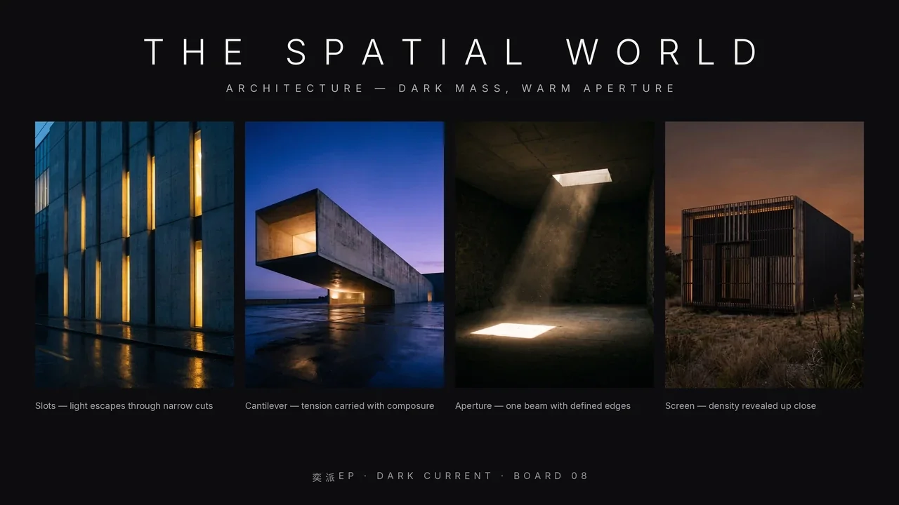 Dark Current presentation, slide 16: The spatial world