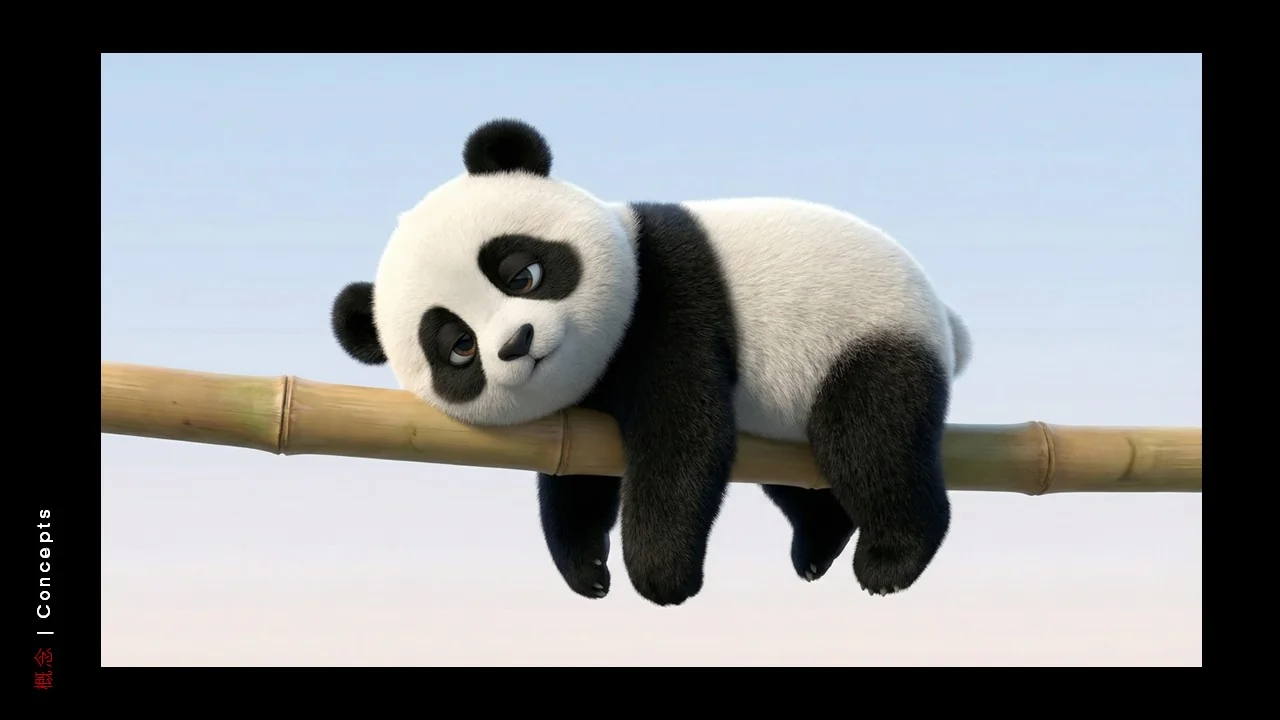 Dongfeng/Huawei · Panda — Panda — Bamboo perch — resting pose