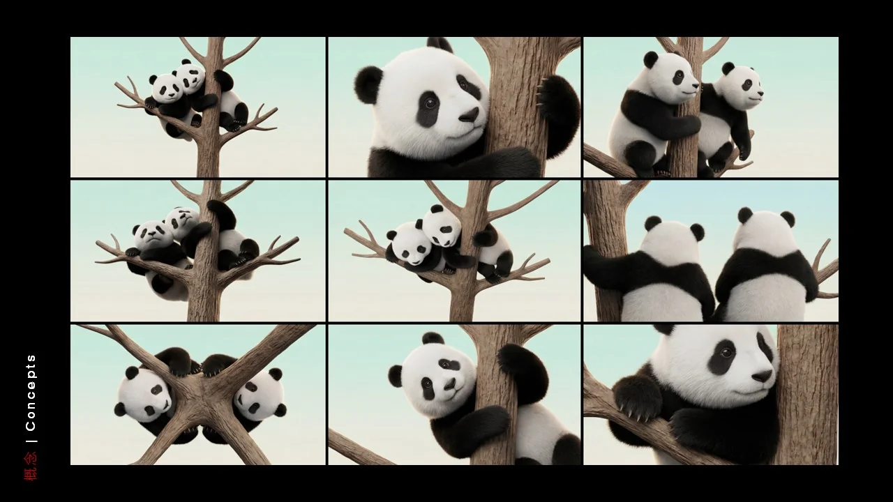 Dongfeng/Huawei · Panda — Panda — Tree-climbing — camera contact sheet