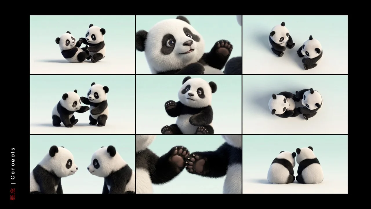 Dongfeng/Huawei · Panda — Panda — Paired play — camera contact sheet
