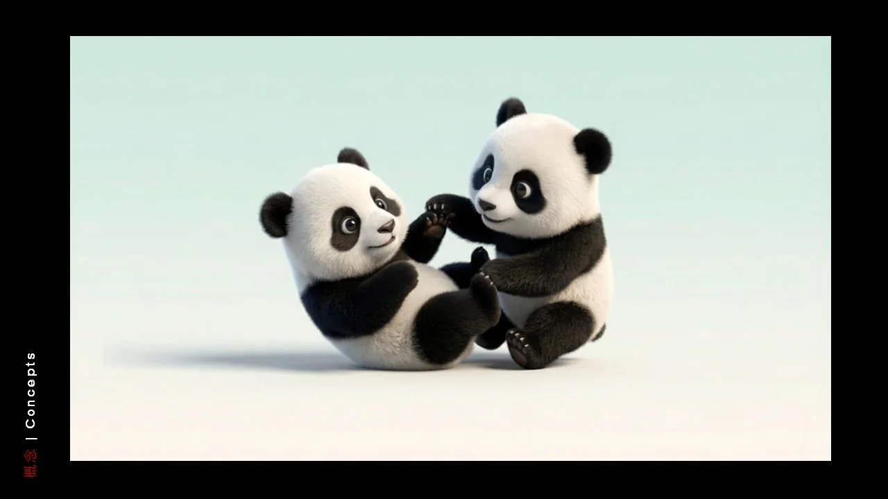 Dongfeng/Huawei · Panda — Panda — Paired play — seated variation